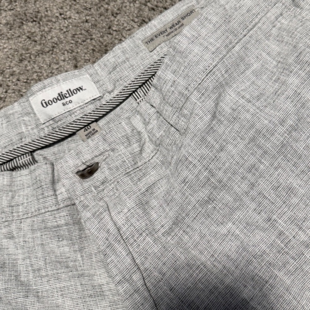 Goodfellow Every Wear Shorts Mens 40 Grey Linen Blend 7"